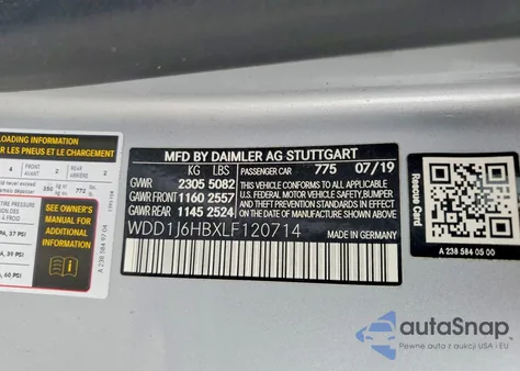 2020 Mercedes-Benz E 450 z USA, uszkodzony, nr VIN WDD1J6HBXLF120714